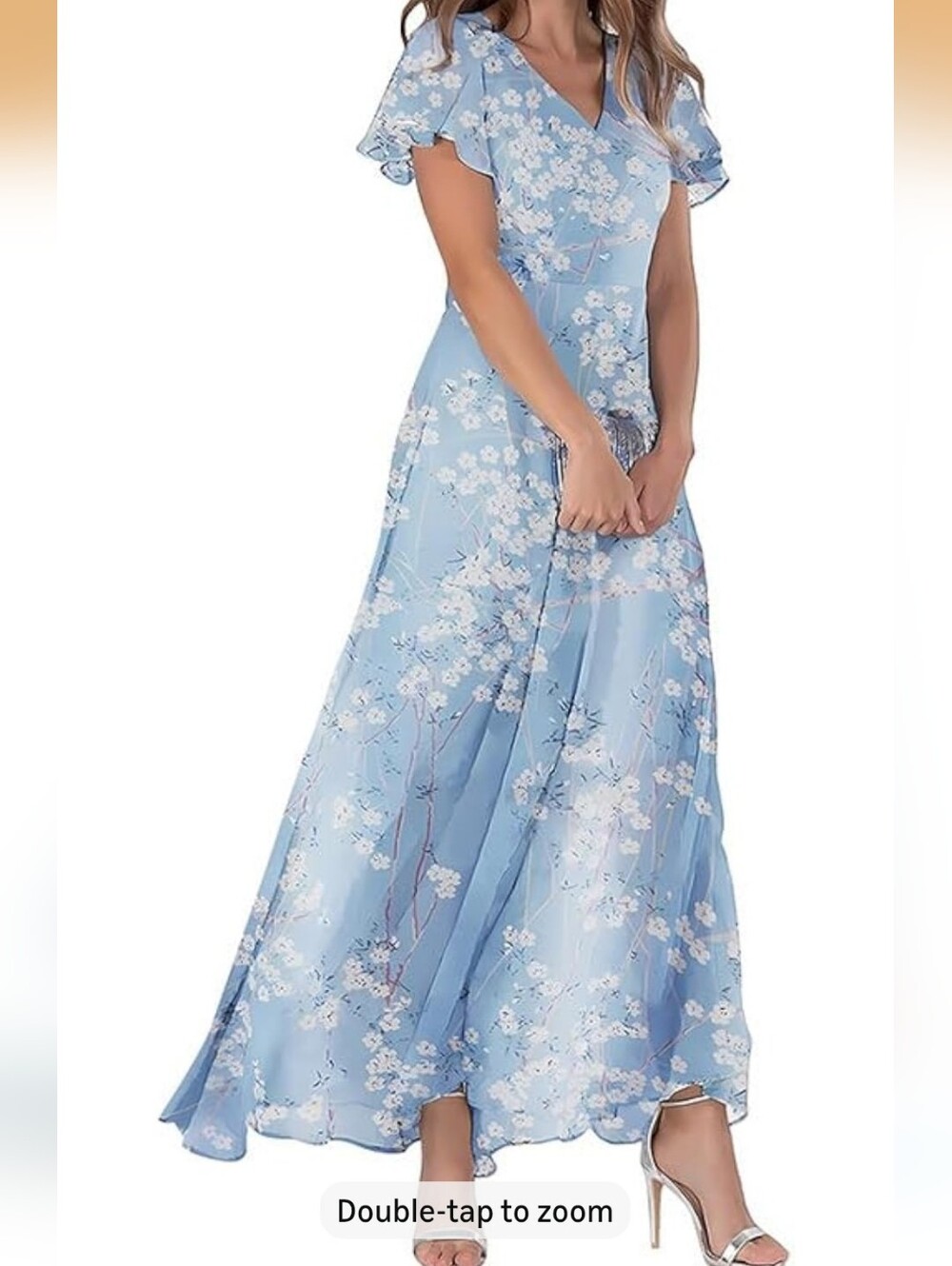 Light Blue Floral Maxi Dress #143